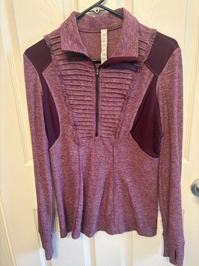Lululemon Run Your Heart Women’s Half-Zip Ruffle Pullover Top - Plum